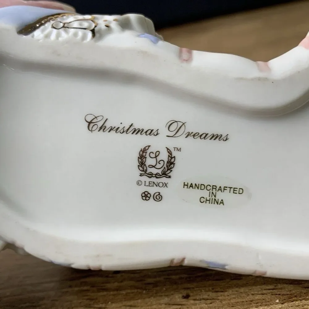 CHRISTMAS DREAMS by Lenox Porcelain Kitten in Christmas Stocking 24kt Gold Trim